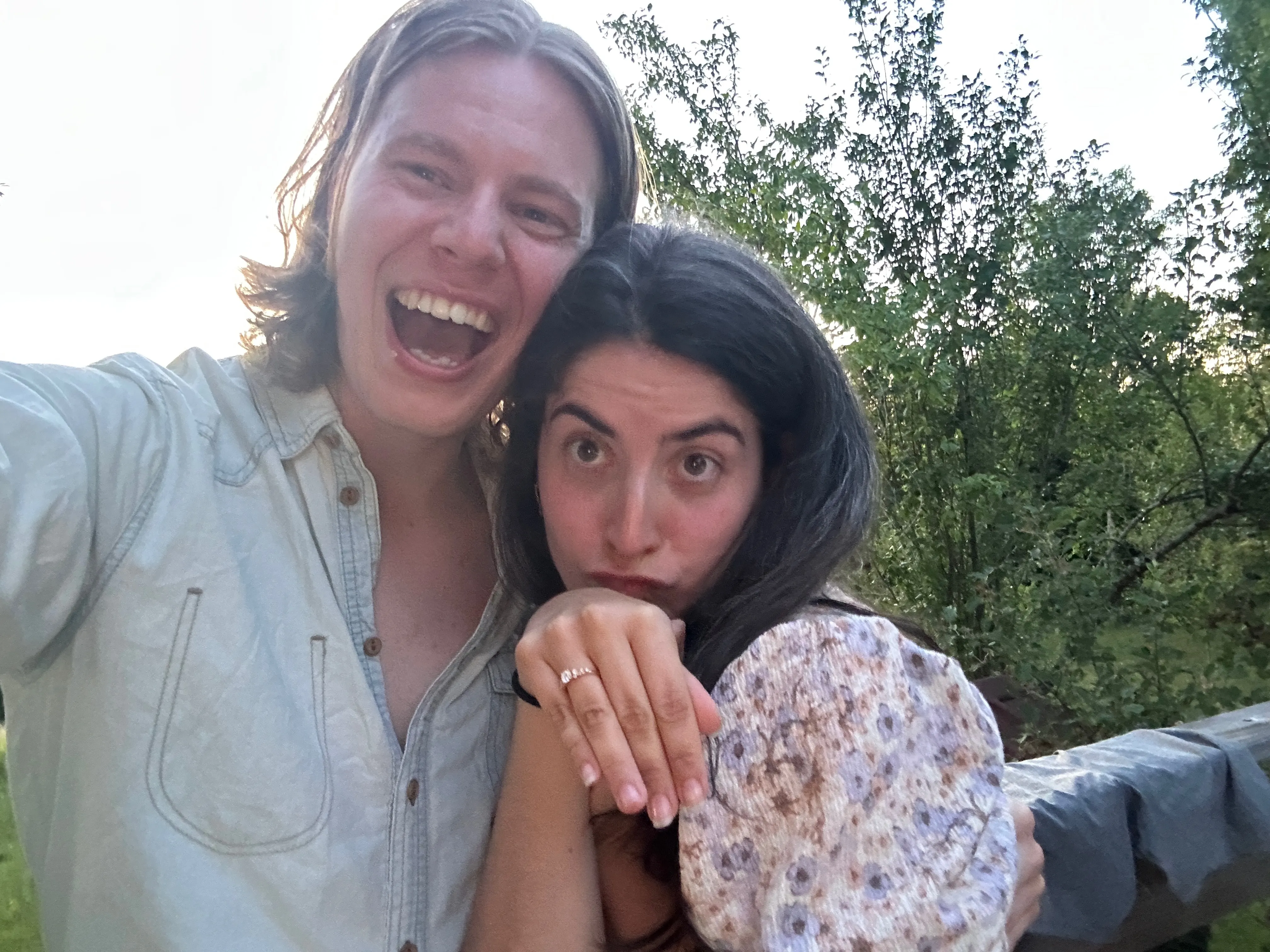 Thorbjørn and Lorena celebrating the proposal
